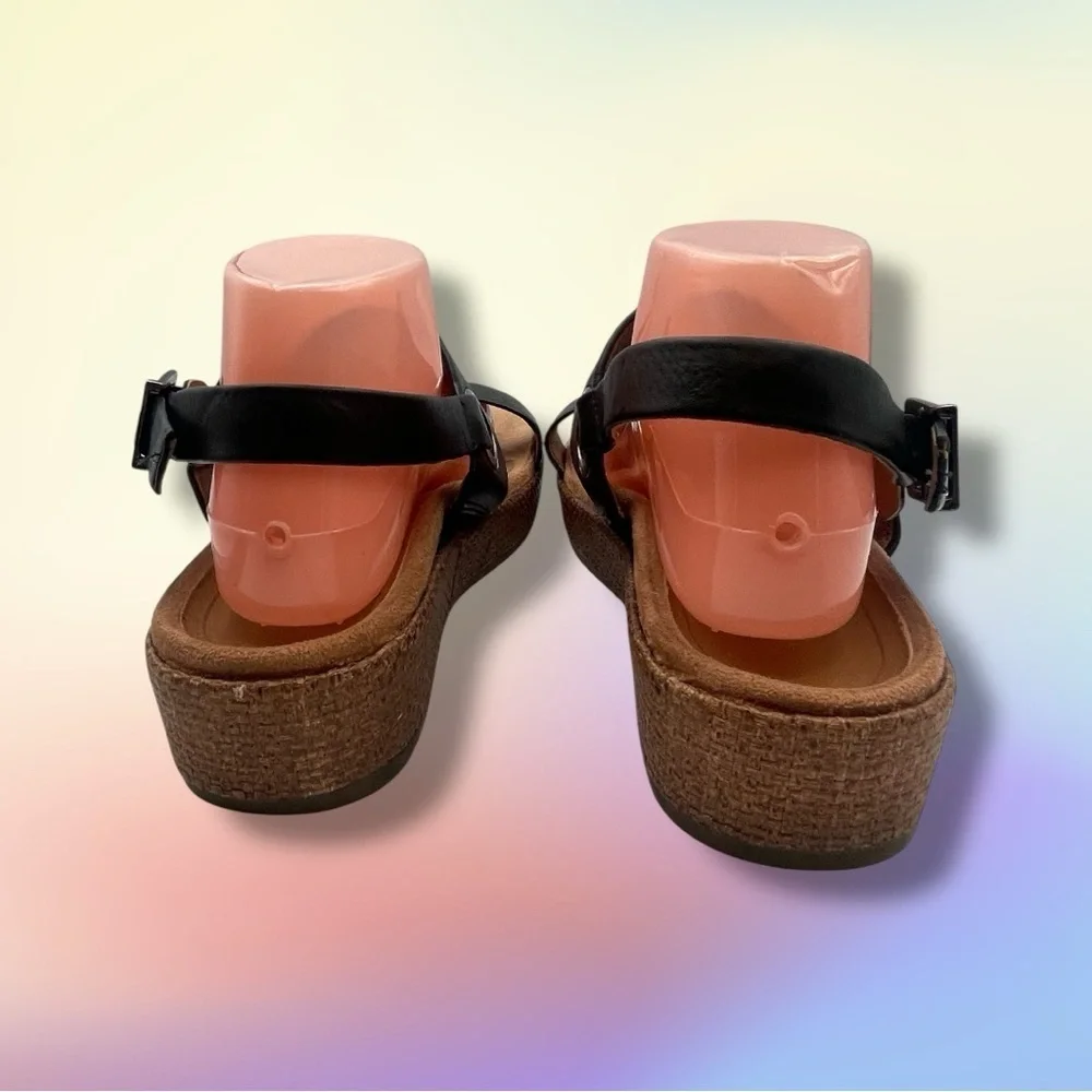 Vionic Women's Black Louise Raffia Sandals Size 8 Wide